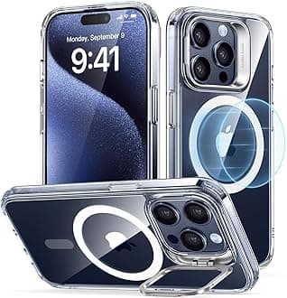 ESR for iPhone 15 Pro Case, Compatible with MagSafe, Military-Grade Protective Clear Case for iPhone 15 Pro,Built-in Stash Stand Phone Case, Scratch-Resistant Back Cover, Classic Series,Clear