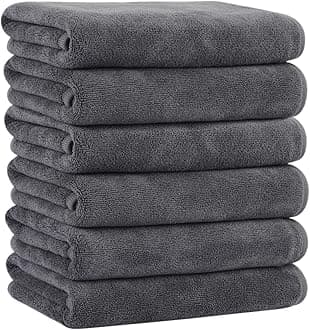 KinHwa Microfiber Hand Towels for Bathroom Soft and Absorbent Face Towels for Bath, Spa, Gym 16inch x 30inch (6, Gray, 16inch x 30inch)
