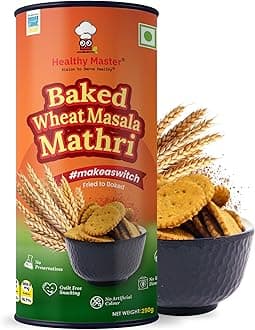 Healthy Master Baked Wheat Masala Mathri 250g (Pack of 2) | No Maida and No Palm Oil | Crispy Crunchy Healthy Snack | 100% Wheat Baked Mathri | Morning and Evening Snacks