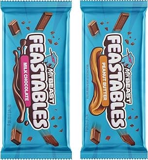 Mr Beast Feastables Chocolate Bar Bundle - Milk Chocolate & Peanut Butter, 60g each [2 BAR BUNDLE]