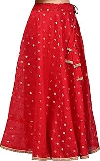 Women's Polyester Readymade Chanderi Silk Long Skirt Lahenga