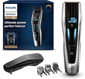 Philips Norelco Hair Clipper 9000 Series, Hair Trimmer, Auto Turbo, Dual Cut Technology, Motorized Combs, 400 Length Settings, 120 Min. Runtime, Zero Maintenance, HC9450/40