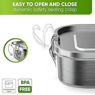 Blockhütte Premium Stainless Steel Lunch Box I 1200 ml I for Children Including Compartments and Replacement Seal, The Bento Box with Divider is Leak-Proof, Small Lunch Box