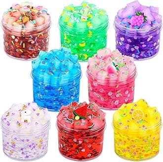 Jelly Cube Clear Slime Kit 8 Pack for Kids, Crunchy Bulk Slime, Super Soft & Non-Sticky, DIY Crystal Slime Party Favors for Girls Boys 5 6 7 8 9 10 11 12