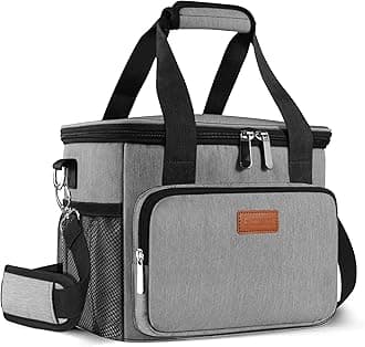 Femuar Lunch Bags for Women/Men, Insulated Lunch Bag for Work Office Picnic - Large Lunch Cooler Bag Leakproof Lunch Box with Adjustable Shoulder Strap for Adults - Grey (15L)