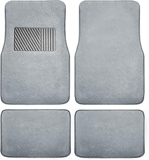 FH Group F14403Gray Universal Fit Carpet Gray Automotive Floor Mats Fits Most Cars, Suvs And Trucks With Heel Pad Deluxe