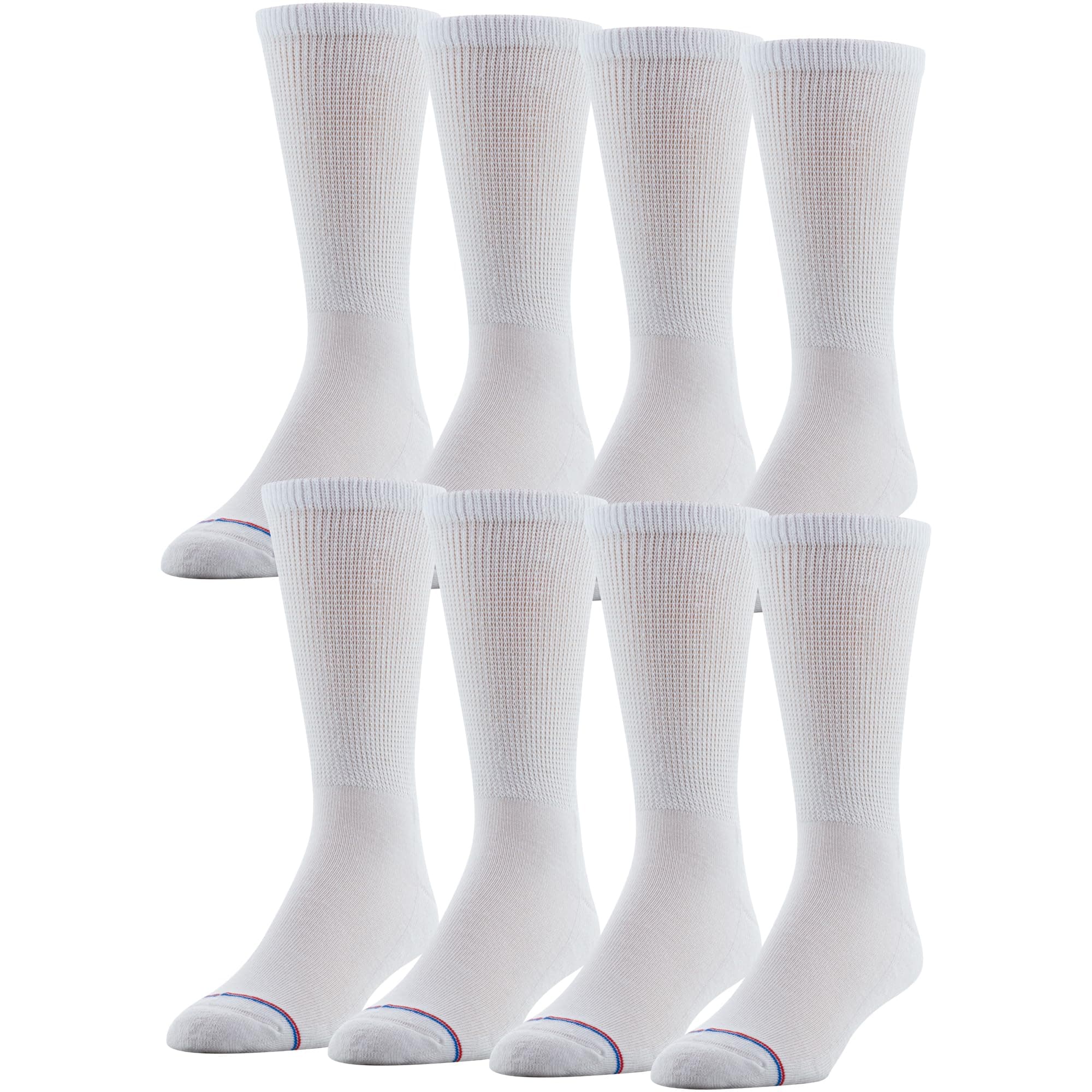 Men's 8 Pack Diabetic Crew Socks with Non-Binding Top