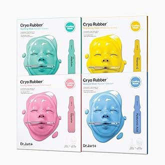 Cryo Rubber Mask Collection – 4 Korean Face Masks for Hydration, Brightening, Firming & Soothing | Korean Skin Care Kit with Hyaluronic Acid, Niacinamide, Glycerin & Allantoin