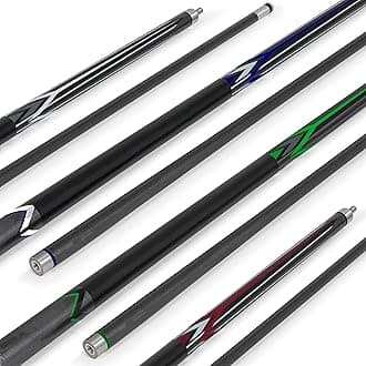 Masterton Billiard Cue 4 Pack - Includes Four 2-Piece 58" Billiard Cues with Leather Tip and Micro-Fiber Grips