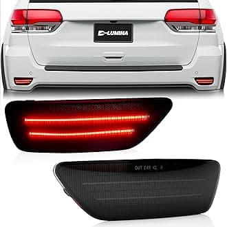 D-Lumina Rear Bumper LED Reflectors Light Lamp Assembly Fog Light Kit Compatible with Je-ep Grand Cherokee, Compass, Patriot ＆ Dodge Journey, Rear Bumper Reflector Light Smoked Len Foglamp, Pack of 2