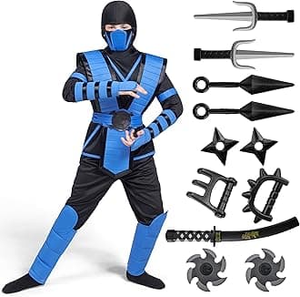 Spooktacular Creations Blue Ninja Costume for Kids, Ninja Costume for Toddler Boys Halloween Dress Up, Role Play