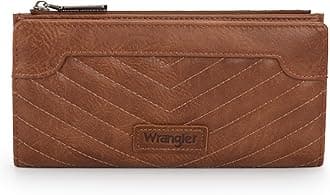 Wrangler Minimalist Wallet for Women Credit Card Wallet Ladies Travel Wallet Card Cases & Money Organizers with Smooth Zippers, A-Brown, Medium, Minimalist