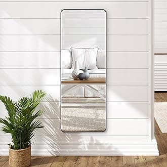 Americanflat 55x150 cm Black Full Length Mirror for Walls - Long Mirror for Bedroom and Large Wall Mirror for Living Room - Aluminium Framed Full Body Mirror with Hanging Hardware