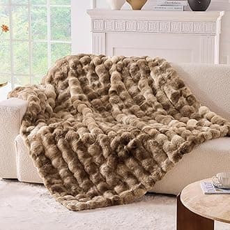 BENVWE Fluffy Faux Fur Throw Blanket for Couch - Soft, Plush, Thick, Cozy, Fuzzy Luxury Minky Bubble Blanket for Home Living Room Decor, Gifts for Women, Tie-dye Brown, 63" x 80", 1100GSM