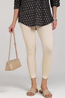 TWIN BIRDS Viscose Elastane Stretch Leggings for Women | Mid Rise Skinny Fit, High Ankle & 7/8 Cropped Length Active Legging