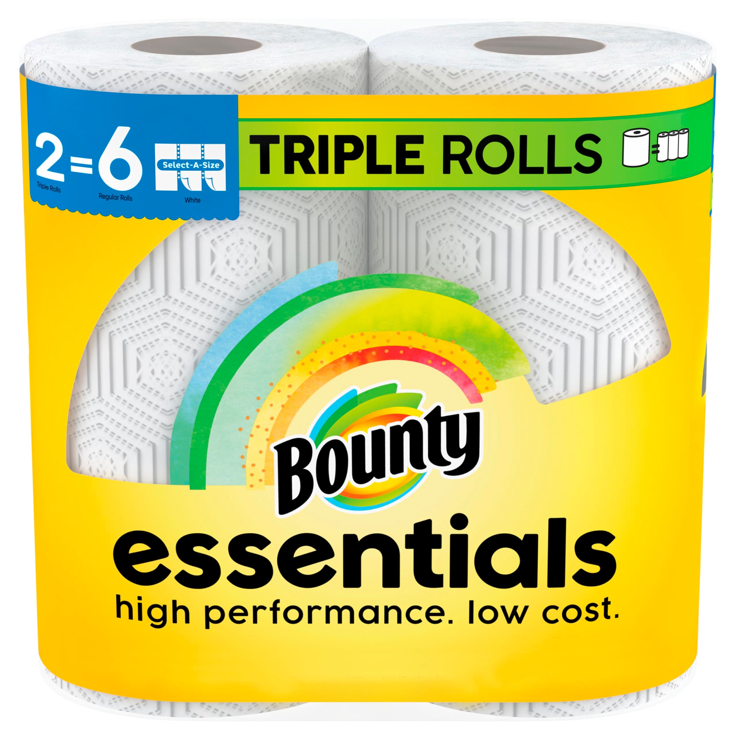 Essentials Select-A-Size Paper Towels, White, 2 Triple Rolls = 6 Regular Rolls (Packaging May Vary)