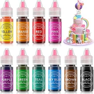 Food Coloring Liquid 10 Colors for Baking,Cherrysea Food Grade Cake Food Coloring Set for Halloween,Fondant,Cookies,Icing,Easter Egg Dessert Decorating Making DIY Supplies Kit- 0.25 Fl. oz (6