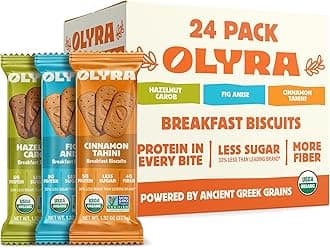Olyra Organic Breakfast Biscuits - Variety Pack - Healthy Snacks for Adults - Office Snacks - Healthy Cookies - High Fiber Snack - Natural Energy Breakfast Biscuit 24 Packs