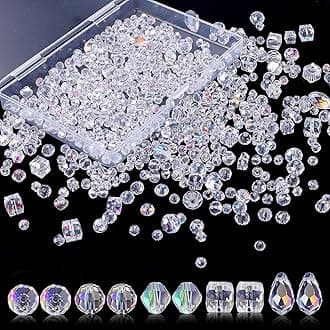 Crystal Beads, KEOGONG 660PCS AB Color Glass Beads with Container Box, Assorted Crystal Beads Bulk for Jewelry Making DIY Crafts Necklace Bracelet Earring Kit (4-6mm)