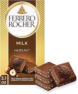 Ferrero Rocher Premium Chocolate Bars,1 Pack, Milk Chocolate Hazelnut, Luxury...
