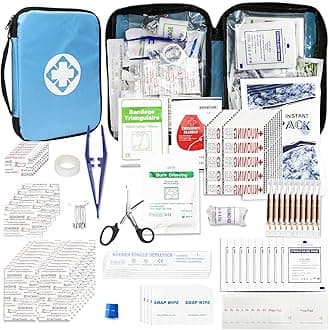 Home Car First Aid Kit Refill Supplies for Business 300Pcs Emergency Kits Urgent Essential for Workpalce Outing Skating Waterproof First Aid Blue Bag for Backpacking 1st Aid