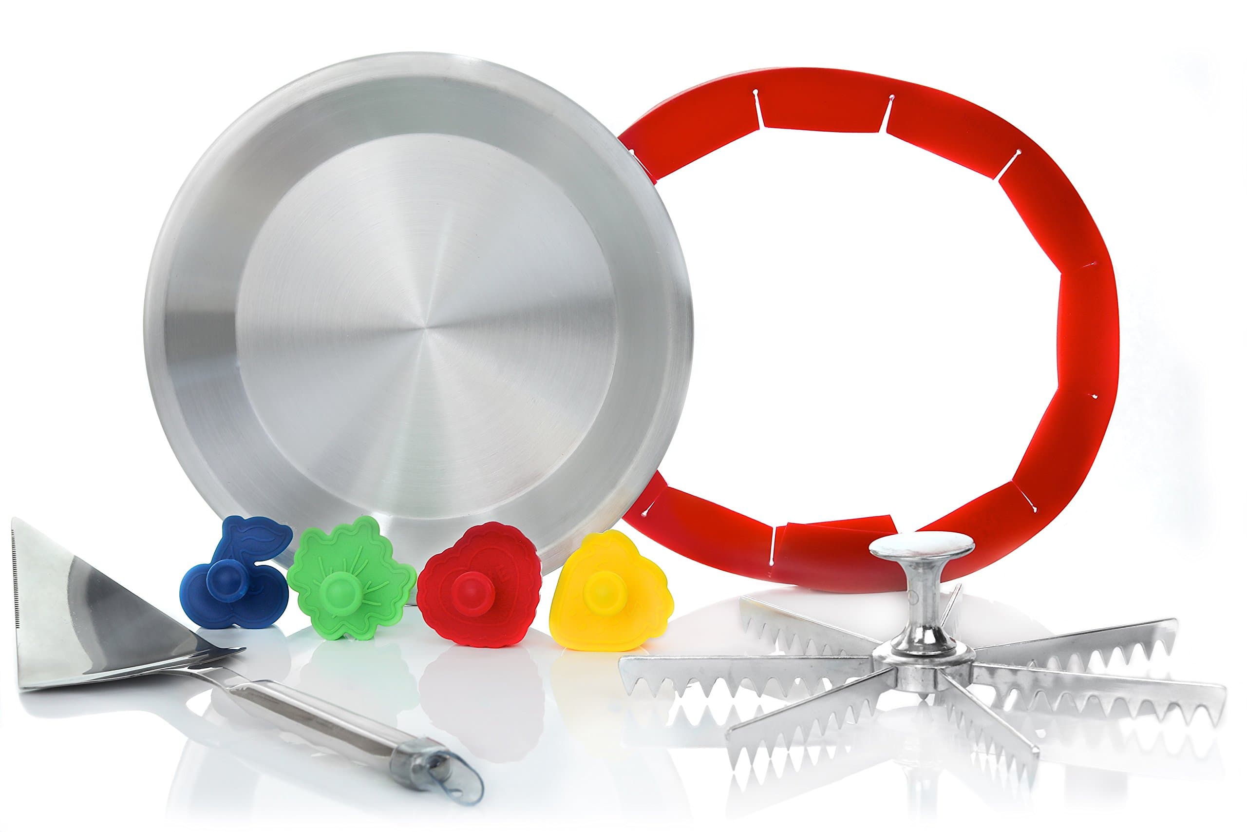 Kitchen Gems Pie Baking Supplies and Serving Utensil Set - Includes Pie Pan with Pie Cutter and Other Essential Items for Baking and Serving Pie