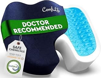 Gel Enhanced Seat Cushion – Office Chair Cushion – Non-Slip Gel & Memory Foam Coccyx Cushion for Tailbone Pain - Desk Chair Car Seat Cushion Driving - Sciatica & Back Pain Relief (Navy)