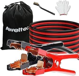 Heavy Duty Jumper Cables,4 Gauge 25 Feet Booster Battery Cable,Automotive Wires with Alligator Clips,Carrying Bag,Safety Gloves and Iron Brush for Cars Truck