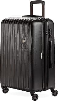 Wenger SwissGear 7272 Energie Hardside Expandable Luggage with Spinner Wheels, Black, Checked-Medium 24-Inch, 7272 Energie Hardside Expandable Luggage with Spinner Wheels