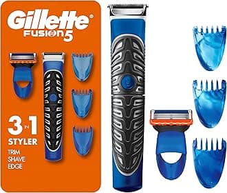 Gillette Styler, 1 Beard Trimmer for Men with 1 ProGlide Razor Blade Refill, 1 Battery, 3 Comb Attachments, Waterproof