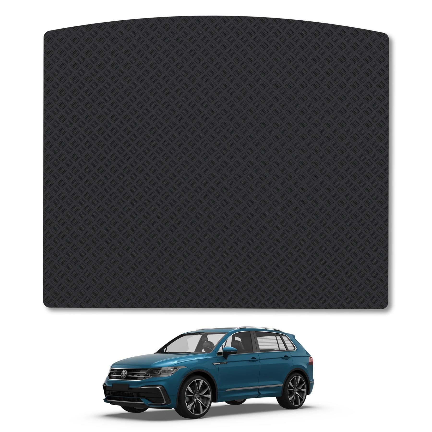 Rubber Boot Liner Compatible With VW Tiguan (2016-2024) [Upper-Floor Boot Position] Tailored Fit Heavy-Duty Premium 3Mm Rubber Protector Boot Mat Anti-Slip Durable Waterproof Custom Fit Dog Friendly