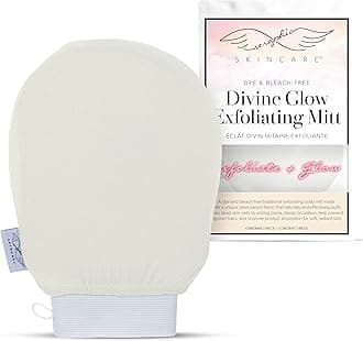 Seraphic Skincare Divine Glow Exfoliating Mitt (1pc) – 100%, Dye-Free, Bleach-Free Vegan Viscose Korean Exfoliating Glove – Body Exfoliator for Self-Tan Removal & Keratosis Pilaris
