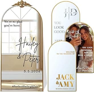 Personalized DIY Wedding Mirror Welcome Sign Decal - Custom Vinyl Sticker with Bride & Groom Names - Elegant Lettering for Bridal Shower, Reception Wall Decor, Event Signage