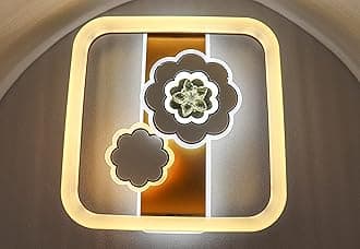 Florlux Square Modern Crystal LED Ceiling Light – 50cm Elegant Flush Mount Fixture, 3-in-1 Color Change, Stylish Floral Design, Metal & Fiberglass Build, Ideal for Trendy Interiors & Living Spaces