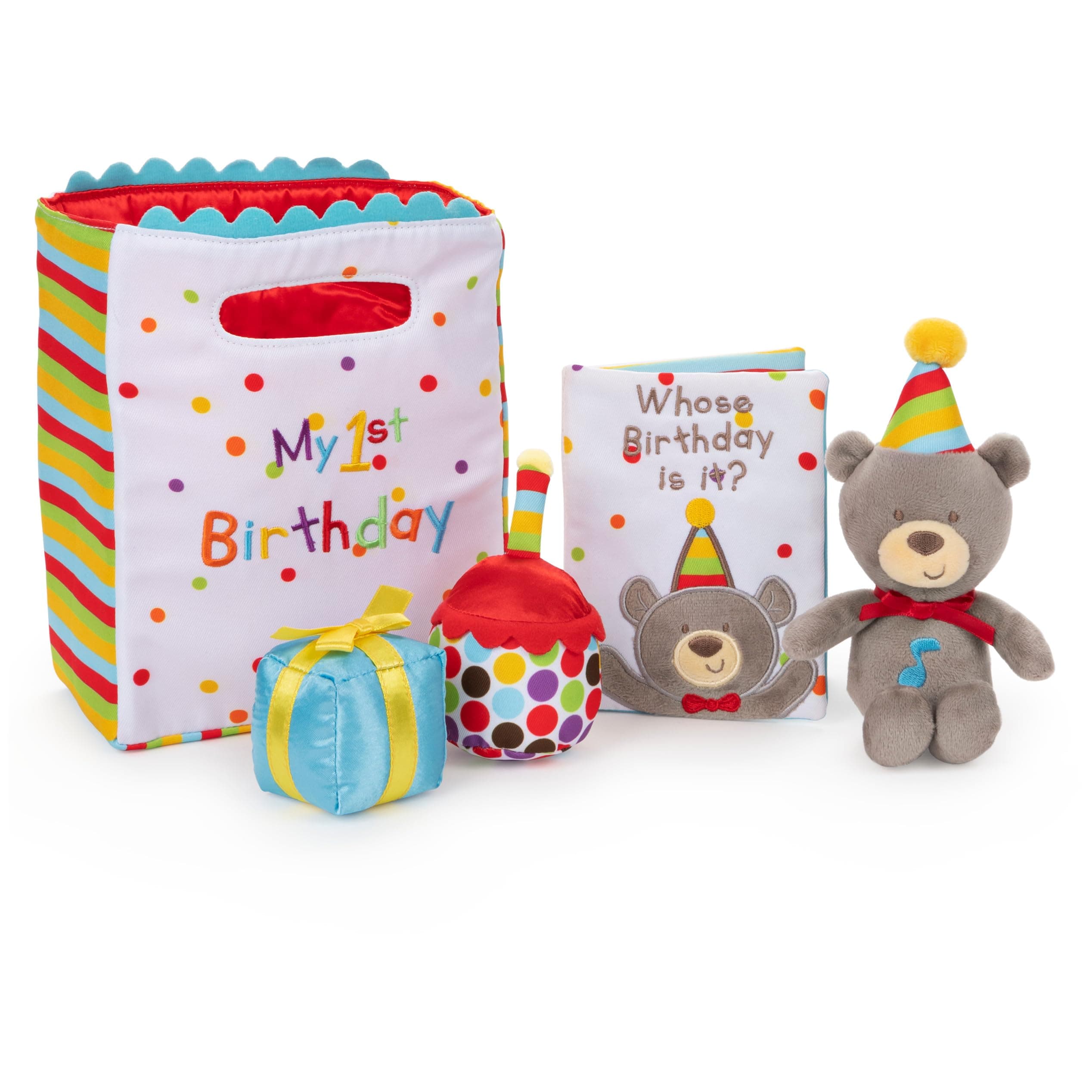 Baby GUND, My First Birthday-Themed 5-Piece Plush Playset, Sensory Toys for Babies, 8ā