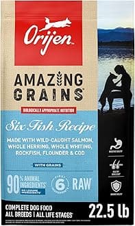 Amazing Grains High Protein Dry Dog Food Six Fish Recipe 22.5lb Bag