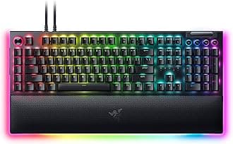 BlackWidow V4 Pro (Green Switch) - Mechanical Gaming Keyboard (Clicky Mechanical Switches, Command Dial and 8 Dedicated Macro Keys, Multi-Function Roller, Wrist Rest) US Layout | Black