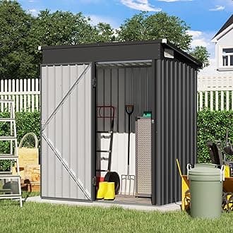 Verano Garden 5'x3' Outdoor Storage Shed, Galvanized Metal Steel Garden Shed W/Lockable Door, Small Waterproof Storage Shed for Backyard, Patio, Lawn (55.31" x 30.12", Black)