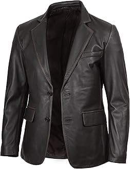- Leather Blazer for Men - Black & Brown Real Lambskin Casual Men's Leather Jacket Coats