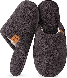 BeKingStarWomen Cozy Faux Curly Fur House Memory foam Slippers Ladies Fuzzy Closed Back Indoor Bedroom Shoes