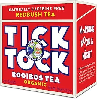 TICK TOCK TEAS Original Rooibos Organic Tea, Red Box, 3.5 Ounce