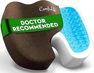 Premium Gel & Memory Foam Seat Cushion – Doctor Recommended Office Chair Cushion, Car Seat Cushion – Chair Cushions for Back & Sciatica Pain Relief – Seat Cushions for Office & Desk (Brown)