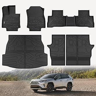 KARPAL Floor Mats Fit for Toyota RAV4 2019-2025 (Include Hybrid), Custom Fit All Weather TPE Floor Liners, 1st & 2nd Row & Cargo Liner & Backseat Mat, RAV4 Accessories