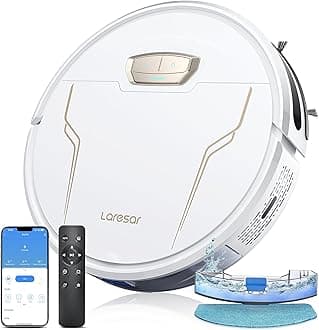 Laresar Robot Vacuum and Mop Combo, 3 in 1 Robotic Vacuum with 3.5L Self Emptying Station, Equipped with Lidar Navigation,Smart App Control, for Pet Hair/Floors/Carpets, L6 Pro, White