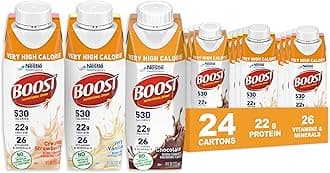 Very High Calorie Nutritional Drink – Helps Weight Gain & Maintenance -530 Calories -26 Vitamins & Minerals - 22 g Protein - Variety Pack - Vanilla, Chocolate & Strawberry - 8 fl oz (Pack of 24)
