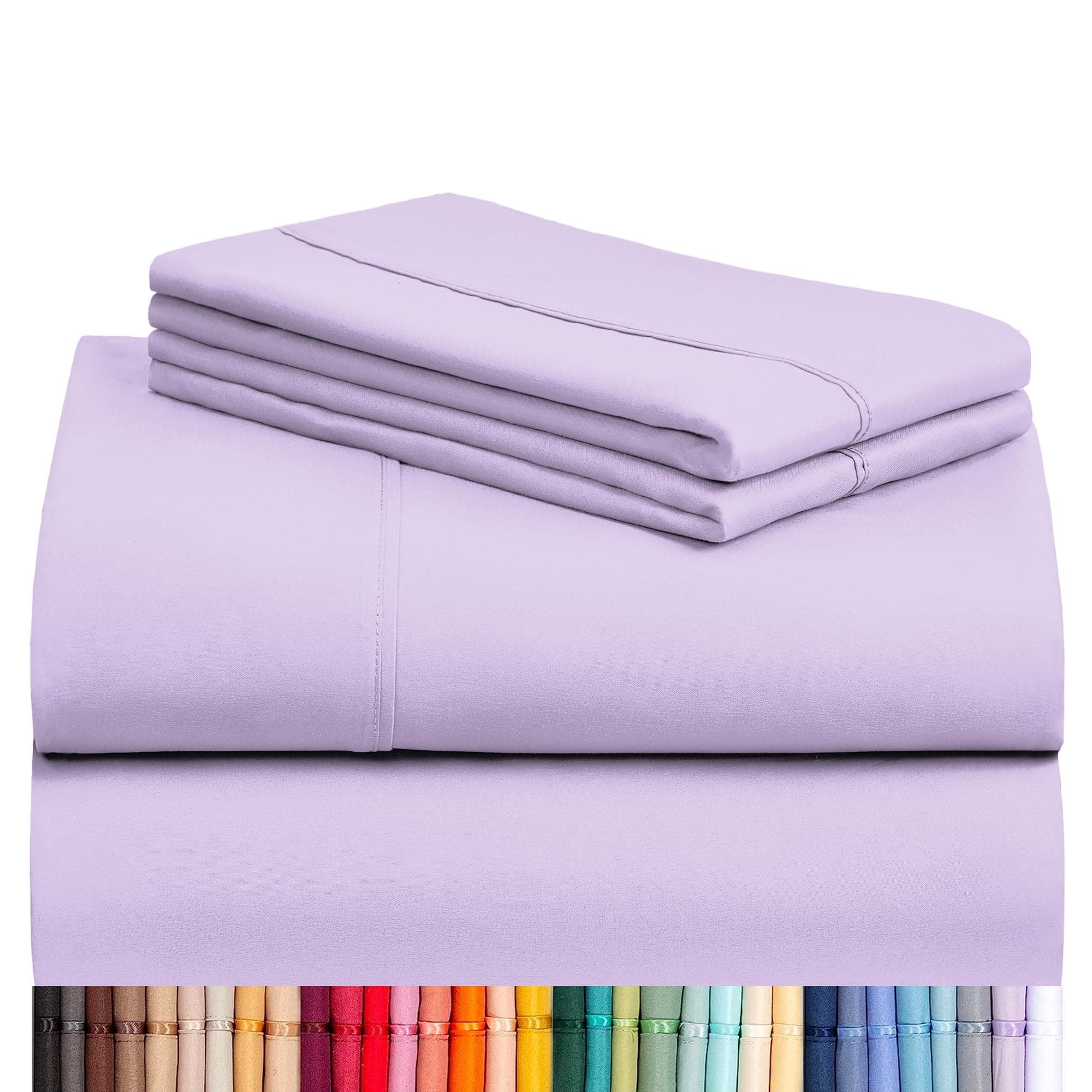 4 PC Queen Sheet Set, Breathable Luxury Bed Sheets, Deep Pockets 18" Wrinkle Free Cooling Sheets Machine Washable Hotel Bedding Silky Soft - Lavender Queen