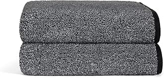 Brooklinen Super-Plush Turkish Cotton Bath Towels - Set of 2, Marled Black, 100% Cotton | Best Luxury Spa Towels