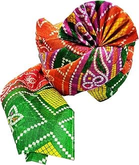 brown leaf Rajasthani Traditional Cotton Bandhani Safa Turban Pug Pagdi For Men's Ethanic Wear