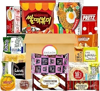 Dagaon Asian Snack Box 22 Count - Snacks from Korea, Japan, China, Indonesia, Taiwan, Vietnam, Etc. Assortment of Chip, Ramen, Biscuits, Cookies, Pies, Crackers, Candies and Much More.