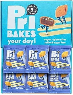 Gluten Free Snacks - Tasty & On-the-Go Oat-Based, Low Calorie, Delicious Snacks for Adults - High Fibre, No Sugar, Low Fat Vegan Food w/Natural Ingredients - 6 pcs Hazelnut Oaty Pockets by Pri Bakes